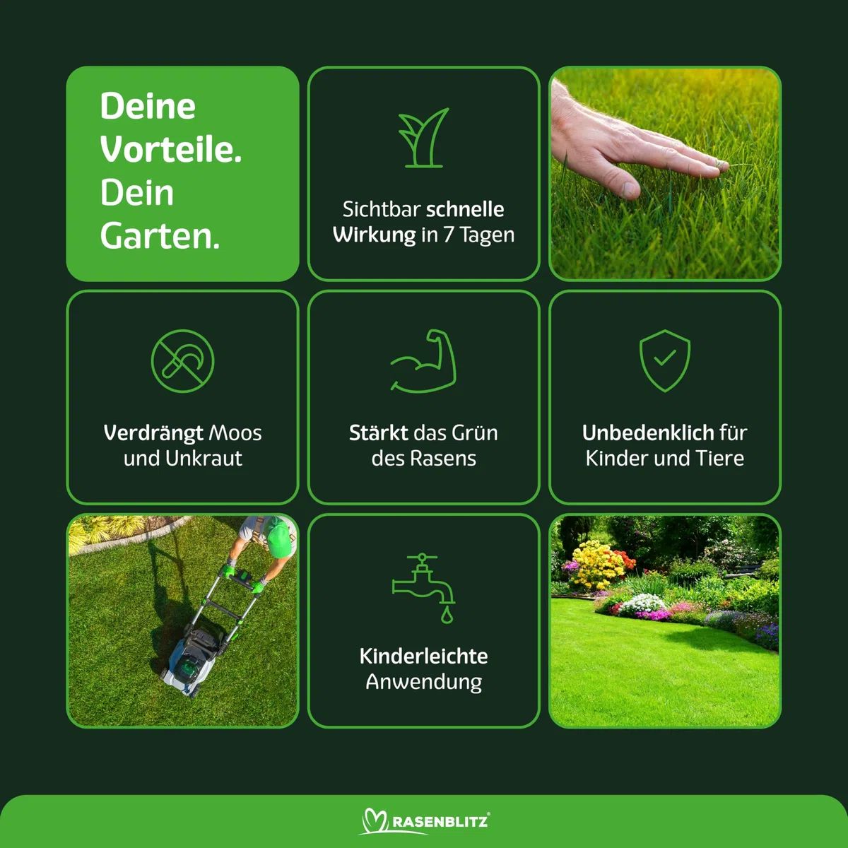 RASENBLITZ Sommerdünger Nachfüllpack – 5 L für 250–500 m², flüssig & sofort wirksam, nachhaltiger Rasendünger bei Trockenstress, ideal zur Auffrischung