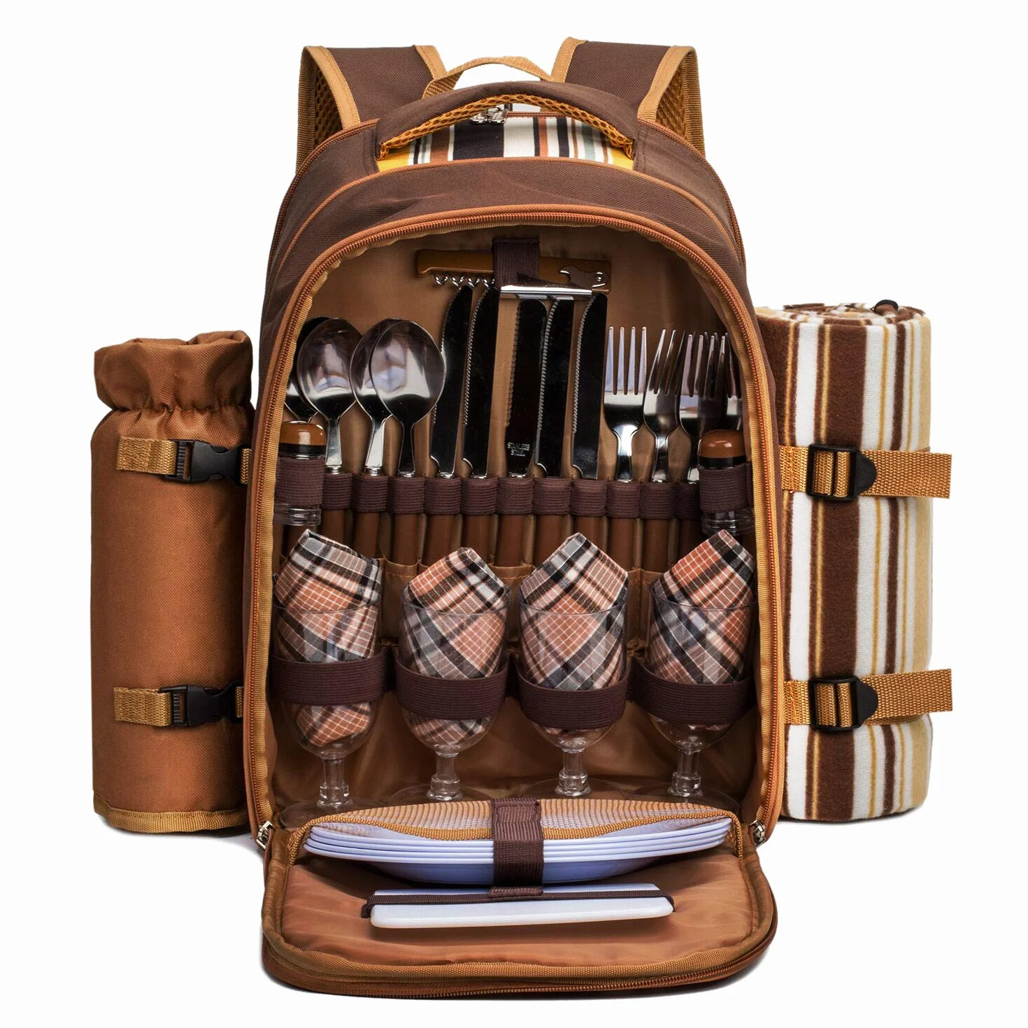 apollo walker Picknickrucksack 4 Personen Picknick Set (Set & Decke) Thermotasche Kühltaschen für Camping, Strand, Wandern Barun