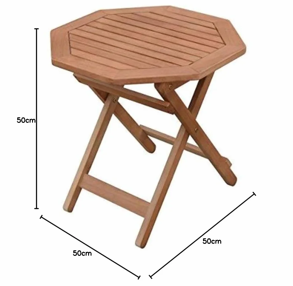 Spetebo Eukalyptus Gartentisch geölt - 50x50cm - Holz Klapptisch Biergarten Bistro Tisch