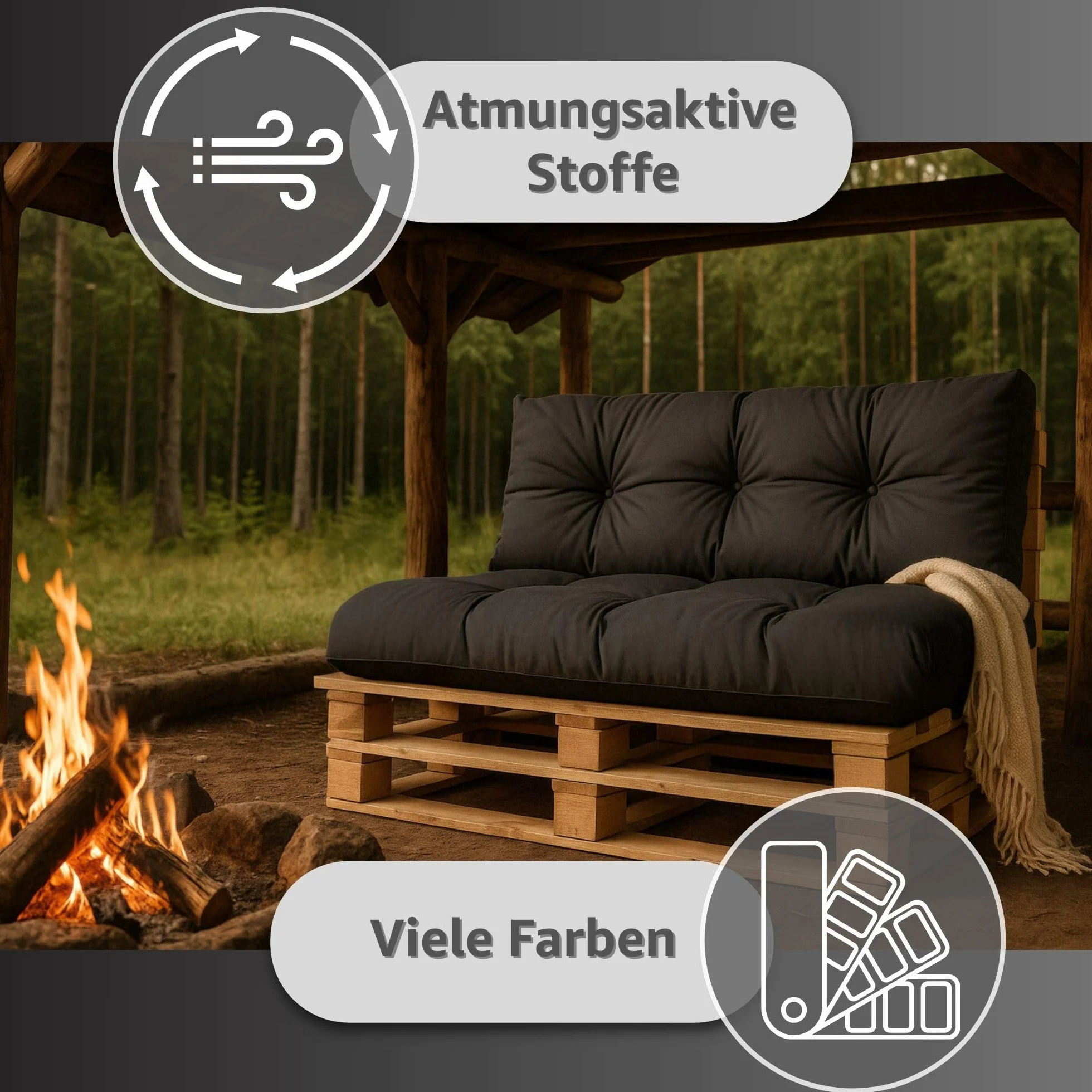 Amazinggirl Palettenkissen Outdoor Kissen Set: Rückenkissen 120x40 cm und Sitzkissen 120x80 cm - Auflagen für Paletten Europaletten Palettensofa und Palettenmöbel Palettenpolster Bordeaux