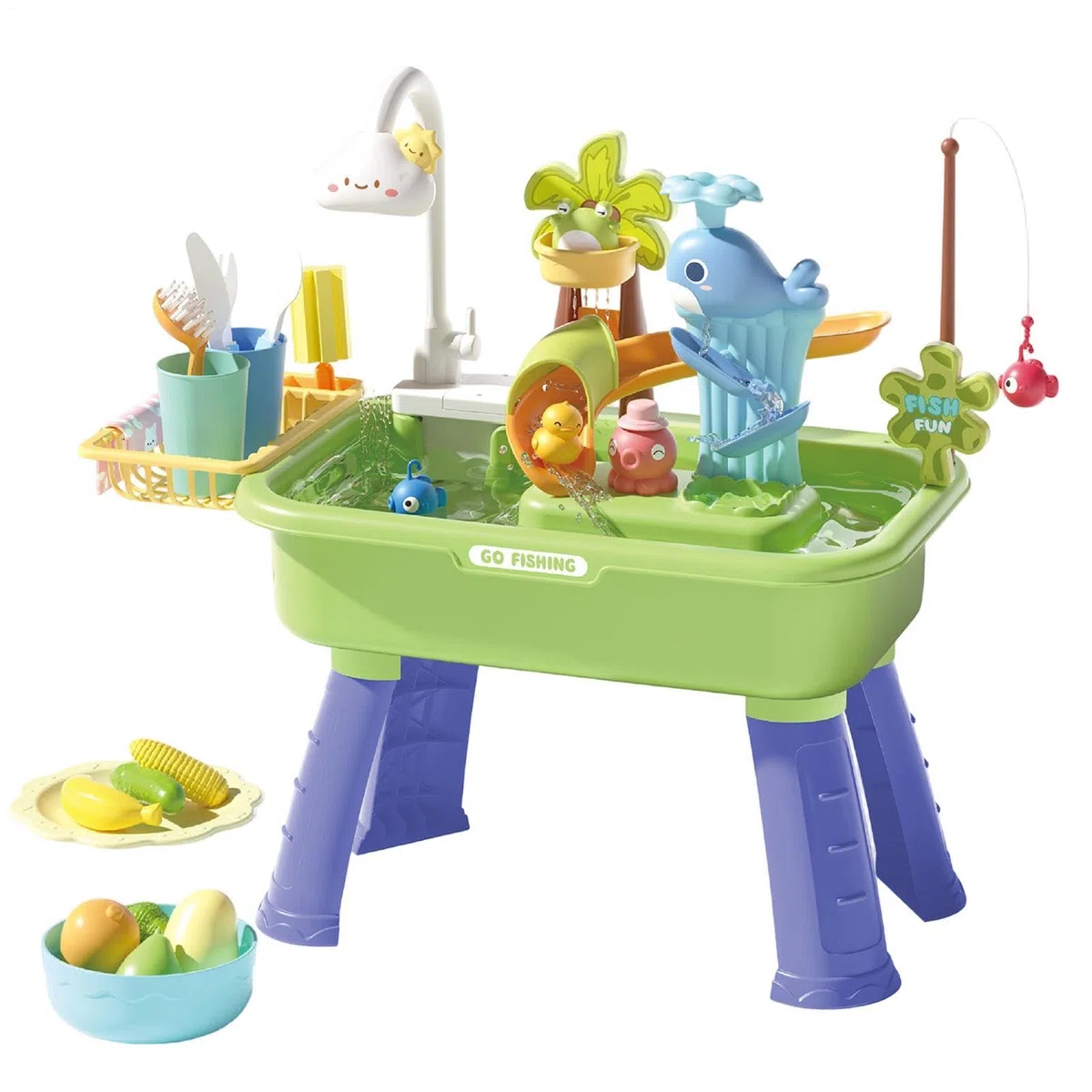 Wasserspieltisch für Kleinkinder, 2026 Upgrade Wasserspieltisch Kinder mit Wasserpumpe, Neuartige Spieltischs Sand und Wasser, Garten WasserSpieltischs für Kinder, Outdoor Sensorik Spielzeug
