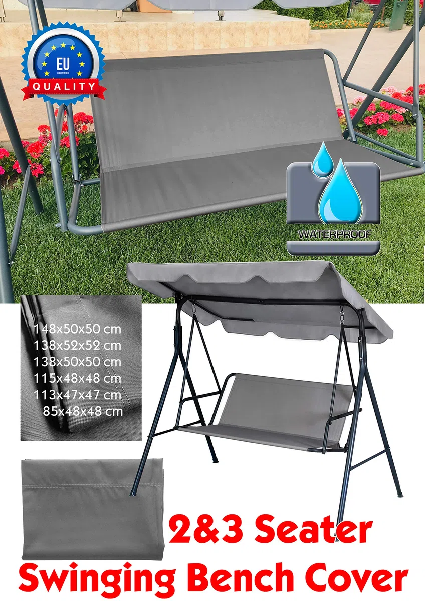 Ersatz-Schaukelsitzbezug für Hollywoodschaukel, Sitzbezug für Gartenstuhl, für den Außenbereich, 148 x 52 x 52 cm, Grau