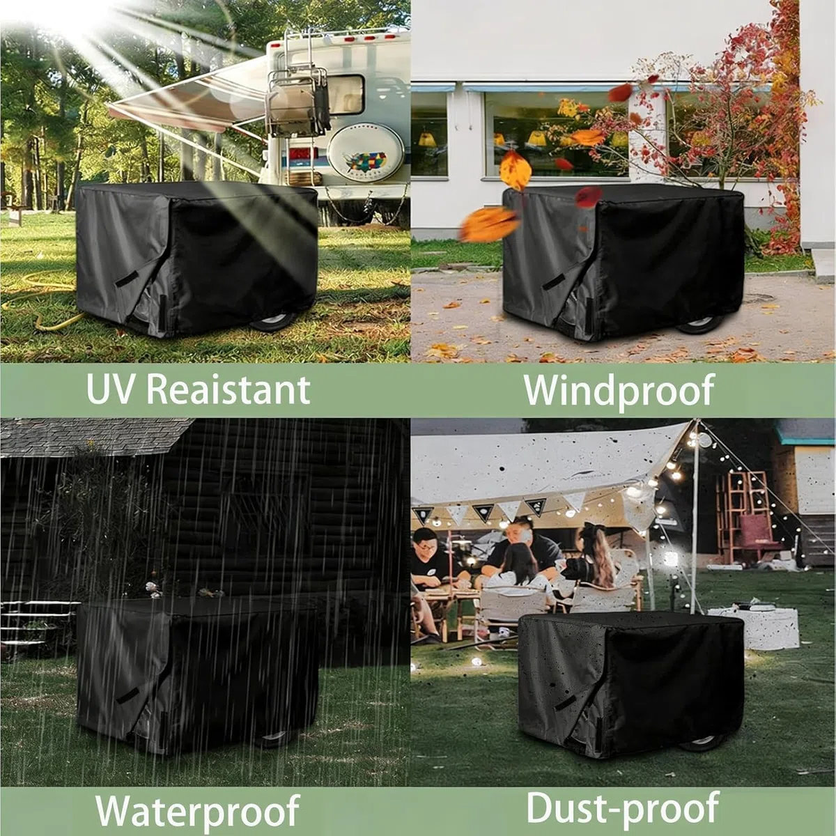 Generatorabdeckung für Hyundai HY4500SEi 2021-2026, Wasserdicht Oxford Gewebe Reißfest Outdoor Schutzhülle für Portable Generatoren,A/Black