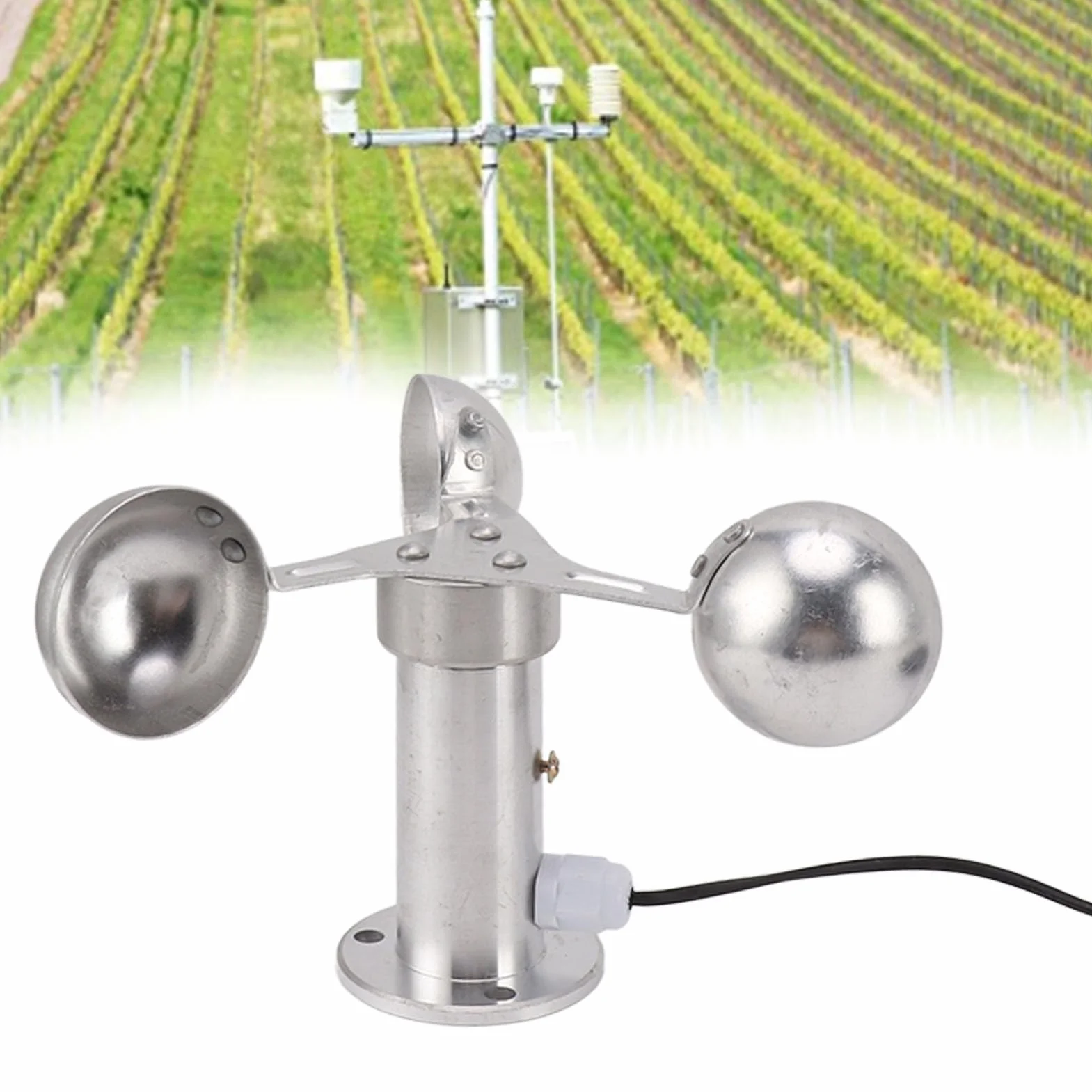 Windgeschwindigkeitssensor Anemometer Aluminiumlegierung 0-3,8 V 8 m wasserdichtes Kabel Meteorologische Station