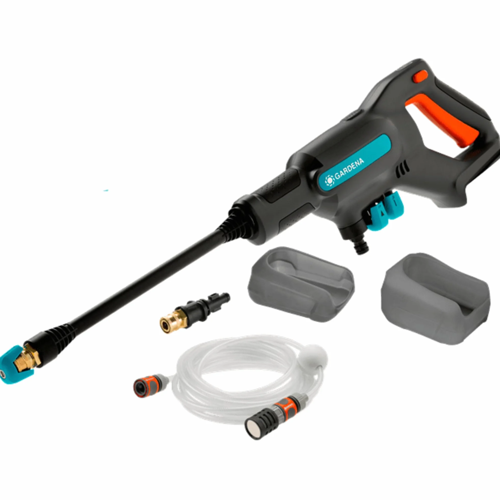 Gardena Akku-Mitteldruckreiniger AquaClean 24/18V P4A Solo: Verstellbarer Wasserdruck, Düsenaufsätze, 3 Reinigungsmodi, Mobiles Reinigungsgerät, Kabellos (14800-55)