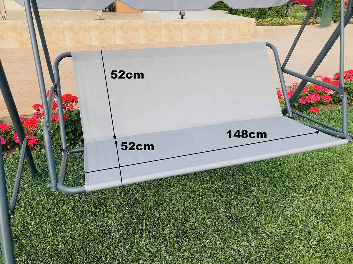 Ersatz-Schaukelsitzbezug für Hollywoodschaukel, Sitzbezug für Gartenstuhl, für den Außenbereich, 148 x 52 x 52 cm, Grau