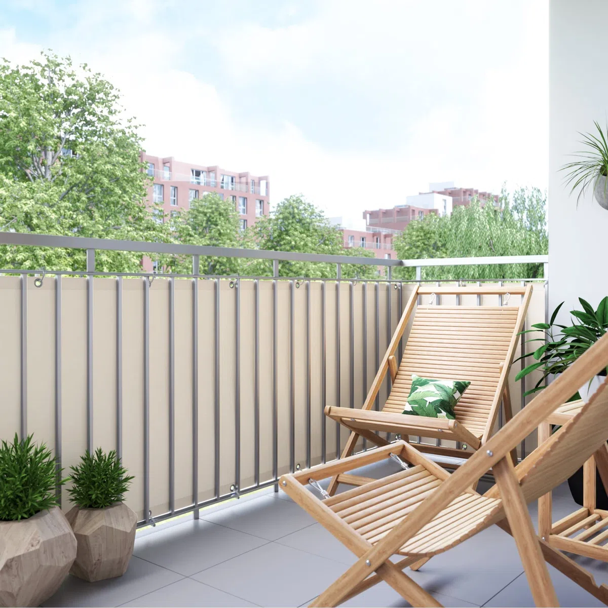 jarolift Balkonbespannung Basic, Balkon Sichtschutz Windschutz Sonnenschutz Balkon-Verkleidung, Wasserdicht, 600 x 90 cm, (24 Ösen) Creme