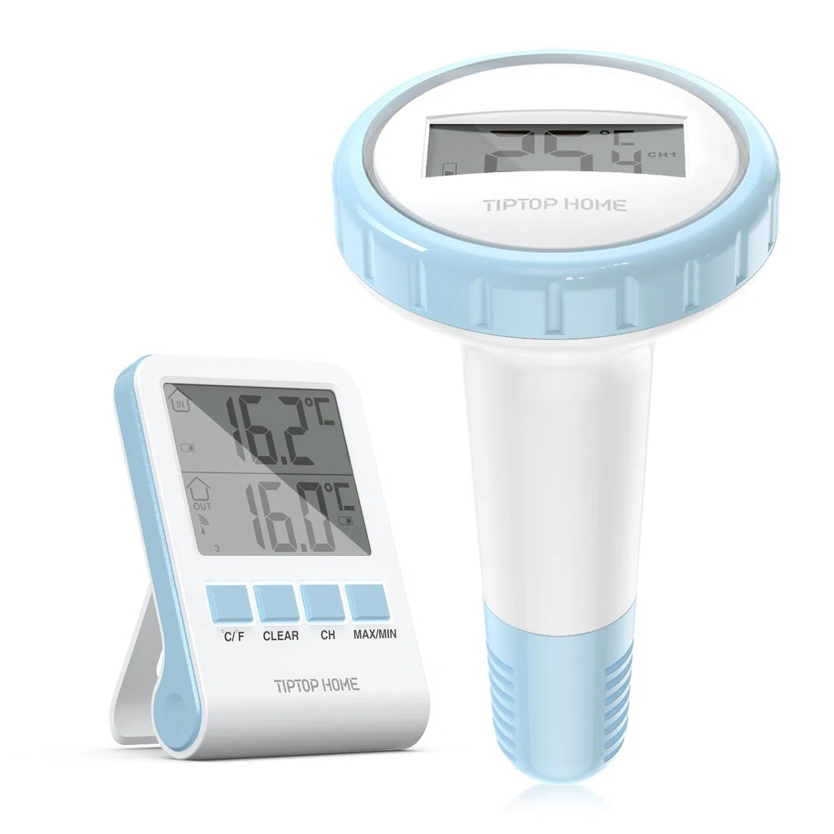 Pool-Thermometer, Kabelloses Schwimmendes Poolthermometer, Floating Pool Thermometer IP67 Wasserdicht mit Innentemperatur Feuchtigkeitsüberwachung für Schwimmbäder, Badewannen, Fischbecken, Teic