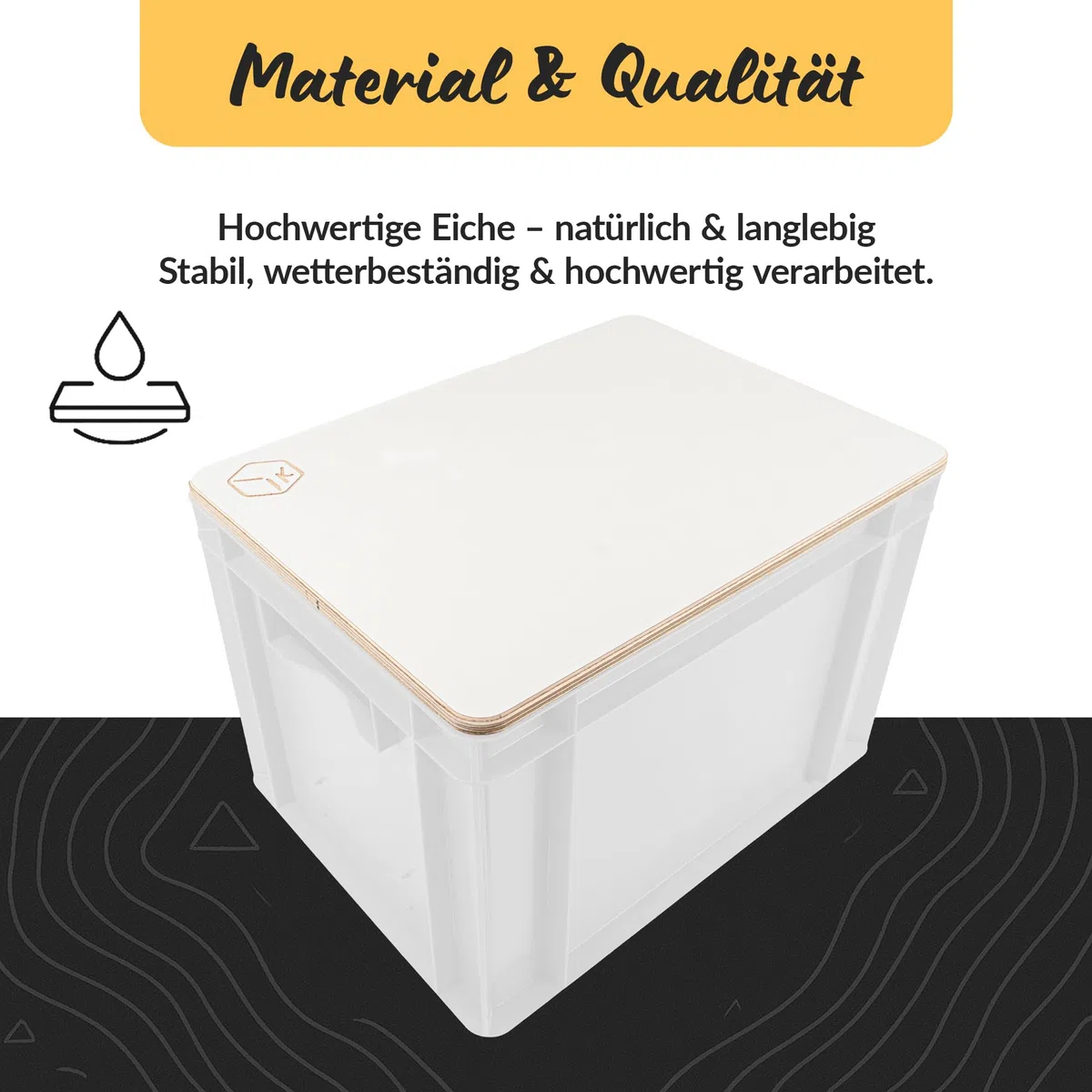 KYOOB Eurobox-Auflage 40x30 cm – multifunktionale Tischplatte & Sitzfläche - Weiß | Abdeckung für Euroboxen mit integriertem Flaschenöffner | leicht, stabil & ideal für Camping & Outdoor