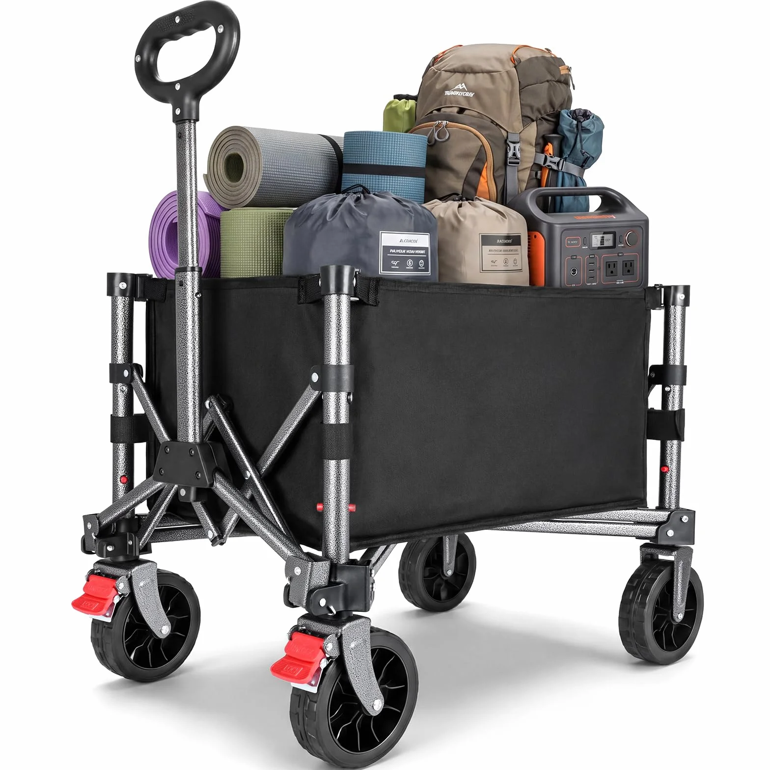 YEAUPE PRO Bollerwagen Faltbar, 70L 80KG Klein Faltbarer Handwagen mit Seitlichem Reißverschluss & Höhenverstellbarem Griff, Gartenwagen für Hunde, Einkaufen, Camping, Transport & Outdoor