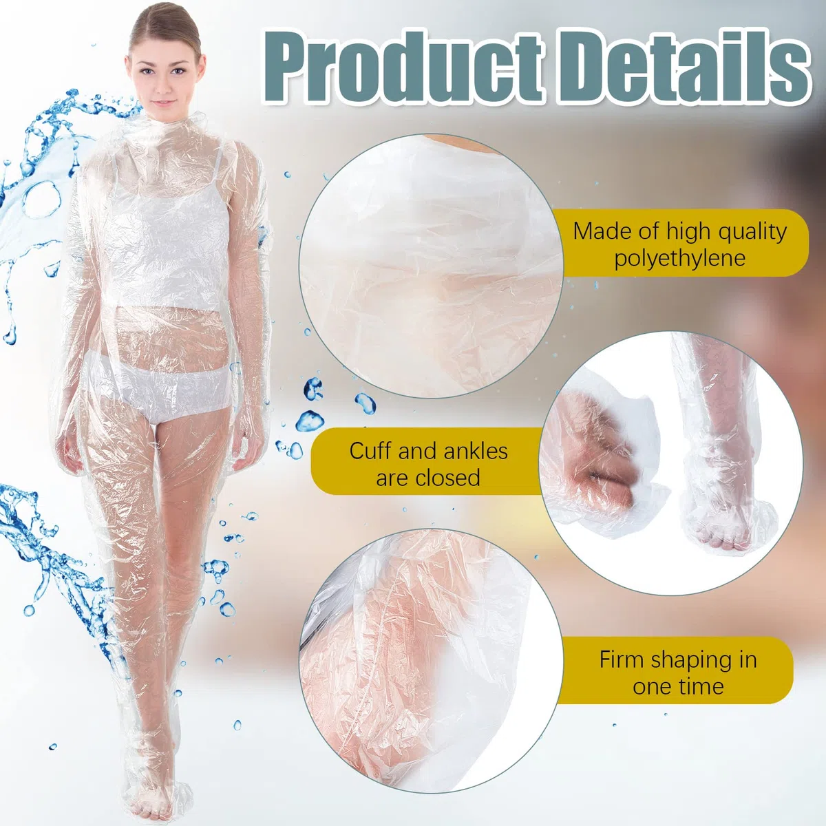 Xtinmee Disposable Body Wraps PE Sauna Bath Suit Plastic Body Sauna Wrap for Spa Bathtub Men Women Weight Loss Detox