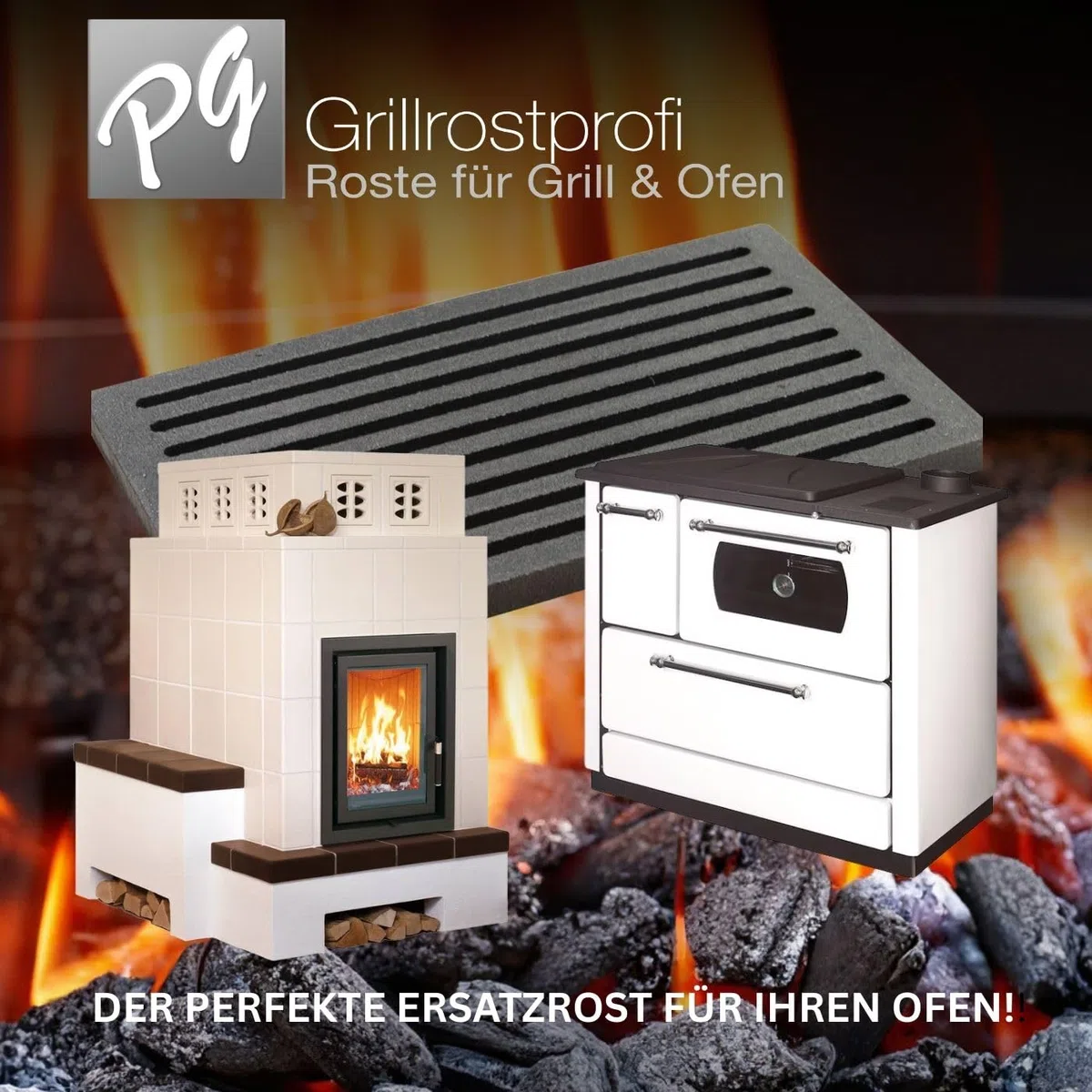 GRILLROSTPROFI Ascherost- Feuerrost - Kohlerost - Kaminrost in Premium-Qualität - Gusseisen, 18 x 22 cm